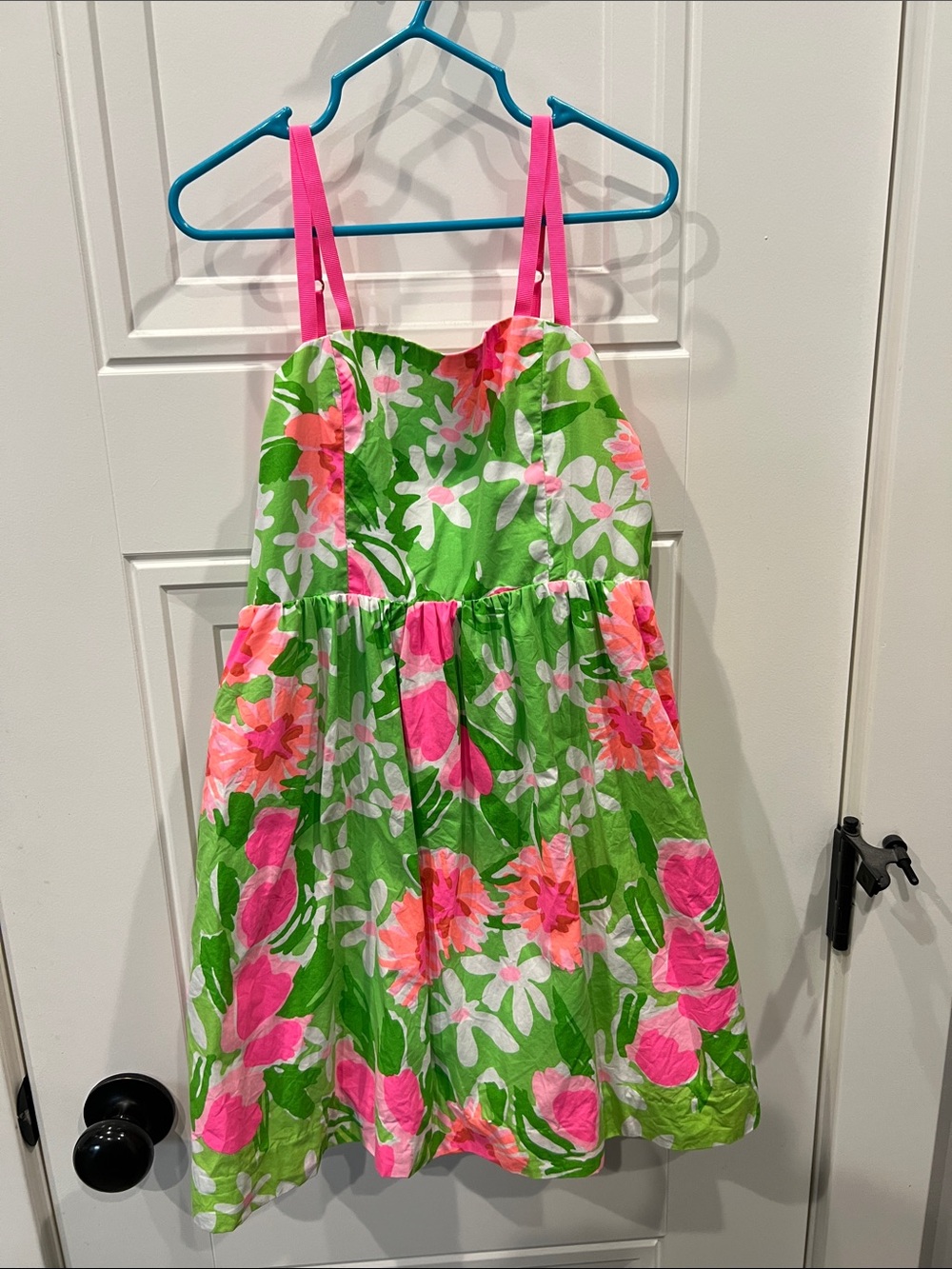 Lilly Pulitzer Girls Floral Sundress in Bright Green, Pink, White